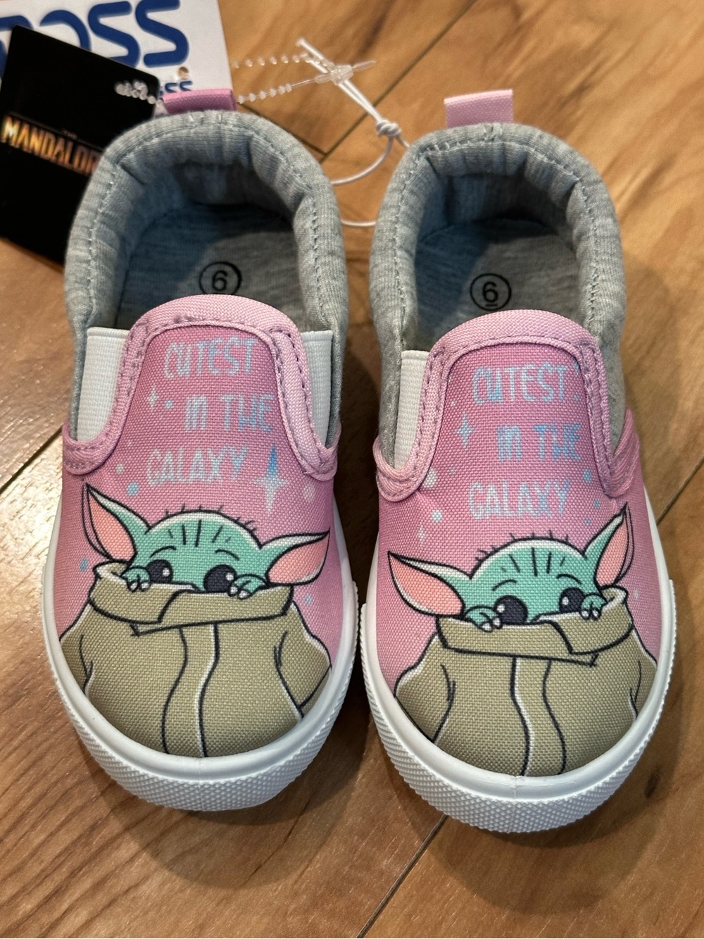 Star Wars Grogu Baby Yoda Pink Slip-On Sneakers Kids Size 6 NWT